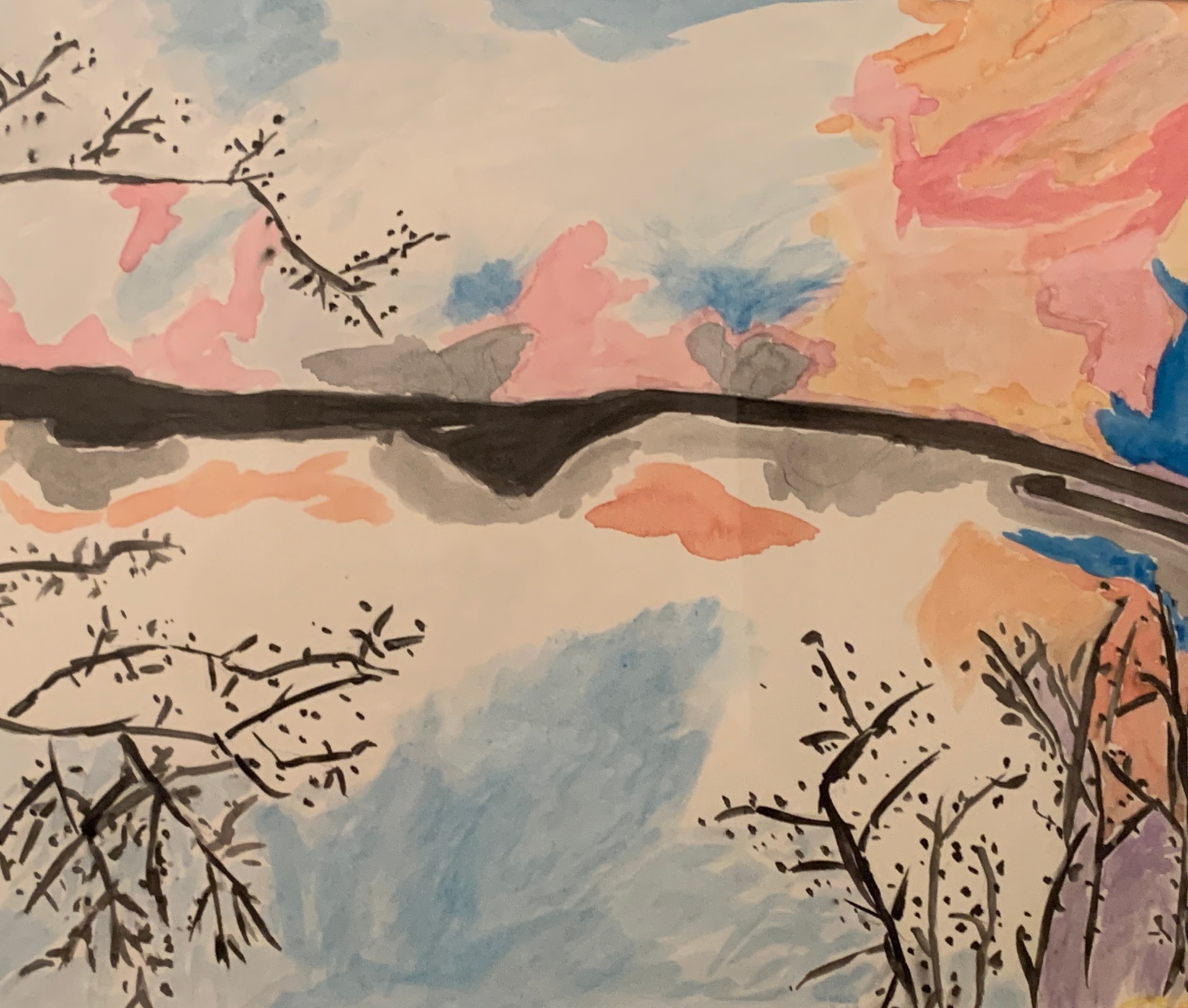 Harbor Study, watercolour and ink by Curtis E. Spence